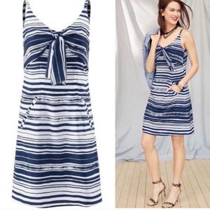 CABI Blue White Knotted Striped Tank Dress Med NWOT